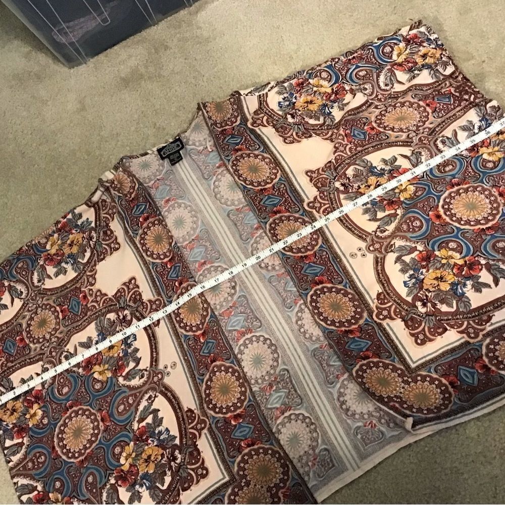 Angie Paisley Boho Kimono Open Front Floral Medallion Fall Duster Shrug Large - Picture 7 of 9
